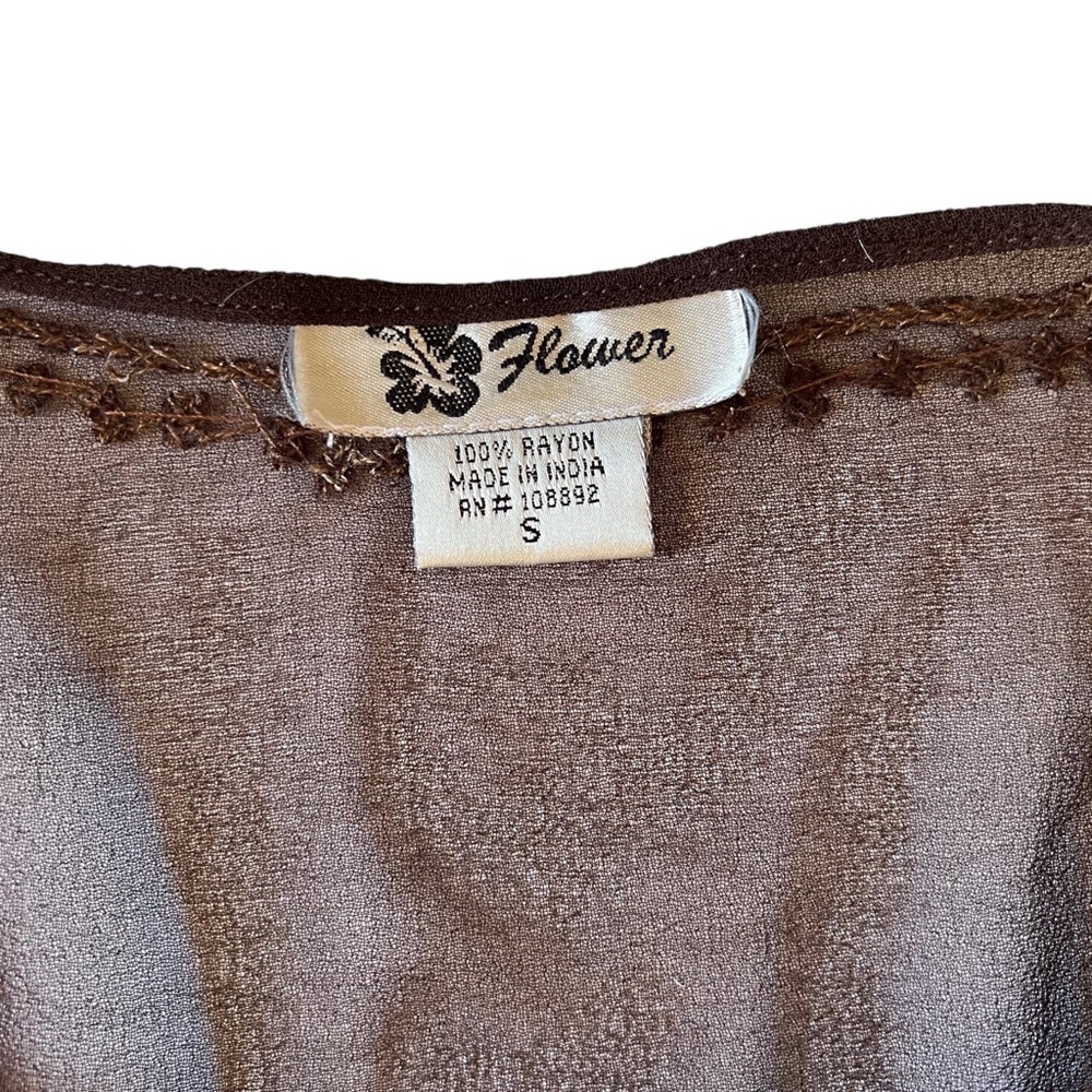 Y2K brown sheer sequin tunic top - Picture 3 of 5